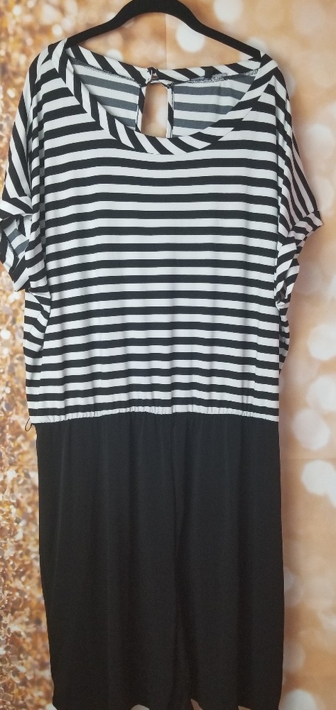 Striped Shorts Romper (Plus Size)